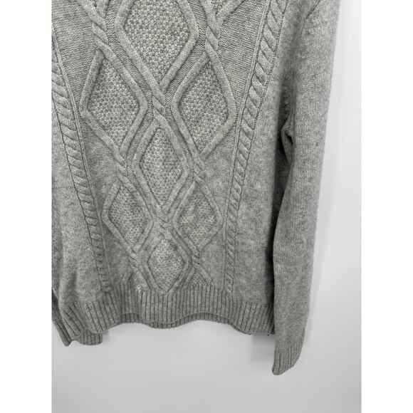 Banana Republic Sweater Men Large Gray Merino Wool Blend Fisherman Mock Neck - Picture 3 of 7